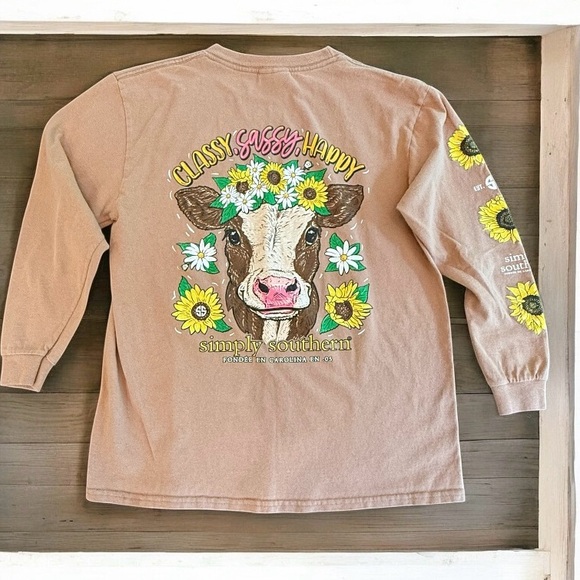Simply Southern Youth Medium ‘Classy, Sassy, Happy’ Tie-Dye Long Sleeve Shirt - Picture 1 of 2